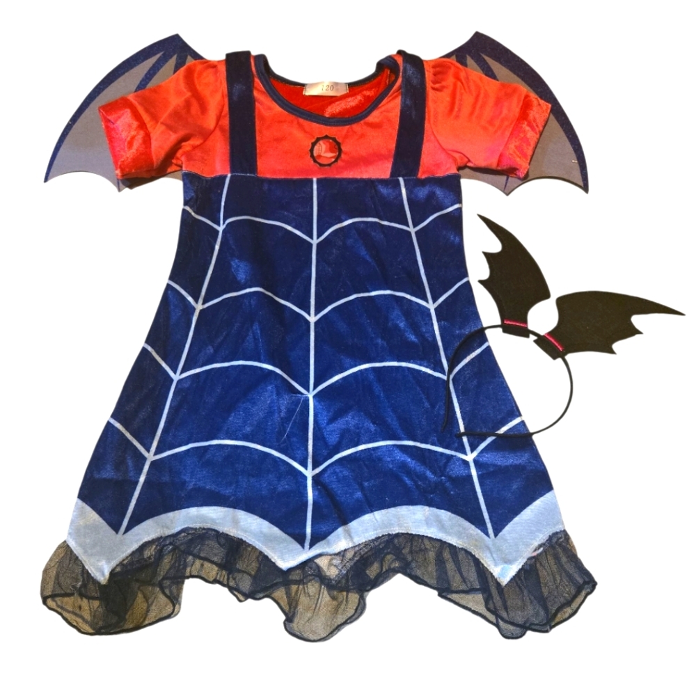NWOT, Vampirina Kids Spider Web Costume with Wings & Headband - Size 120